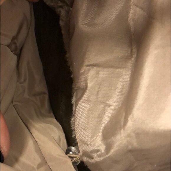 Ultim8 taupe tan faux fur lined Neck belted puffer parka Length Jacket Coat Sz M - Picture 6 of 7